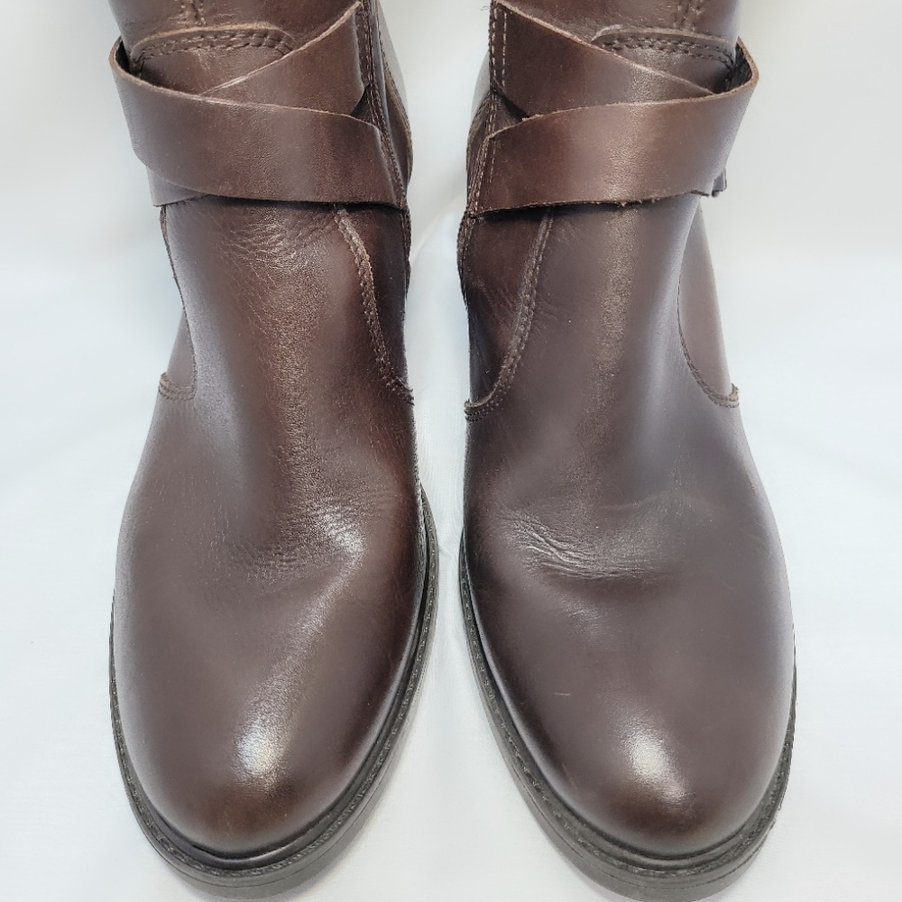 Aldo Tall Heeled Riding Boots Leather Zip 9.5 - Picture 6 of 12